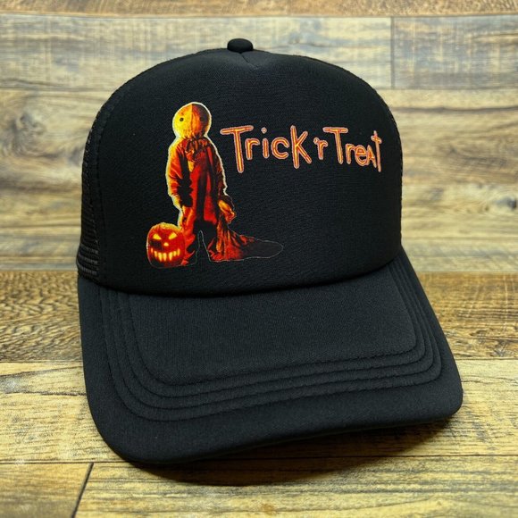 Trick R Treat Mens Trucker Hat Black Snapback Horror Movie Baseball Cap - Picture 3 of 8